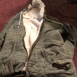 Zip up sweatshirt with built in faux fur